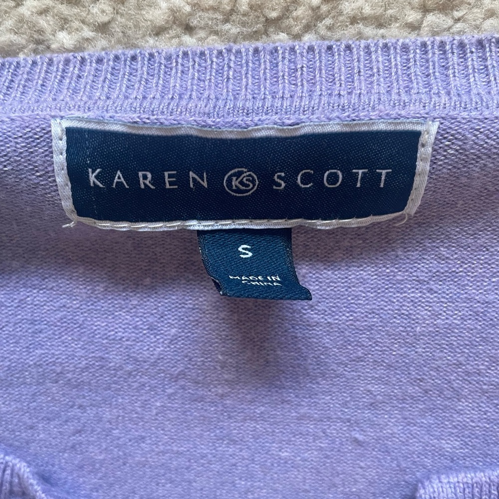 Women’s Small Karen Scott Purple Button Up sweater
